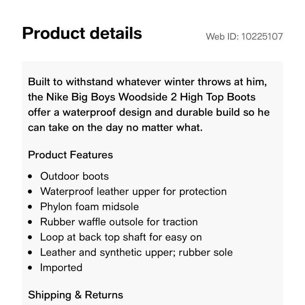 Nike Big Kids Woodside 2 High Top Boots from Finish Line